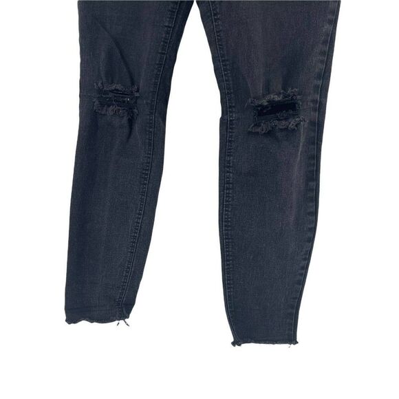 Zara Super High Rise Jeans Black Skinny Distressed Size 10 Punk Rock Stretch - Picture 2 of 6